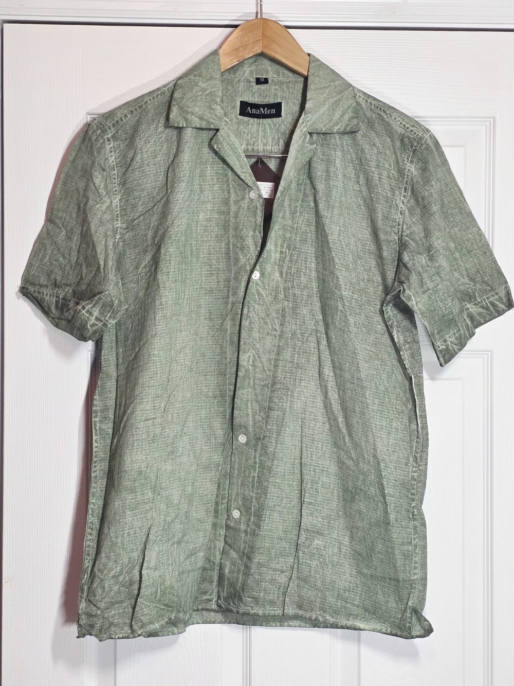 Anamen Green Tropical Casual Medium Button Up Short Sleeve Shirt